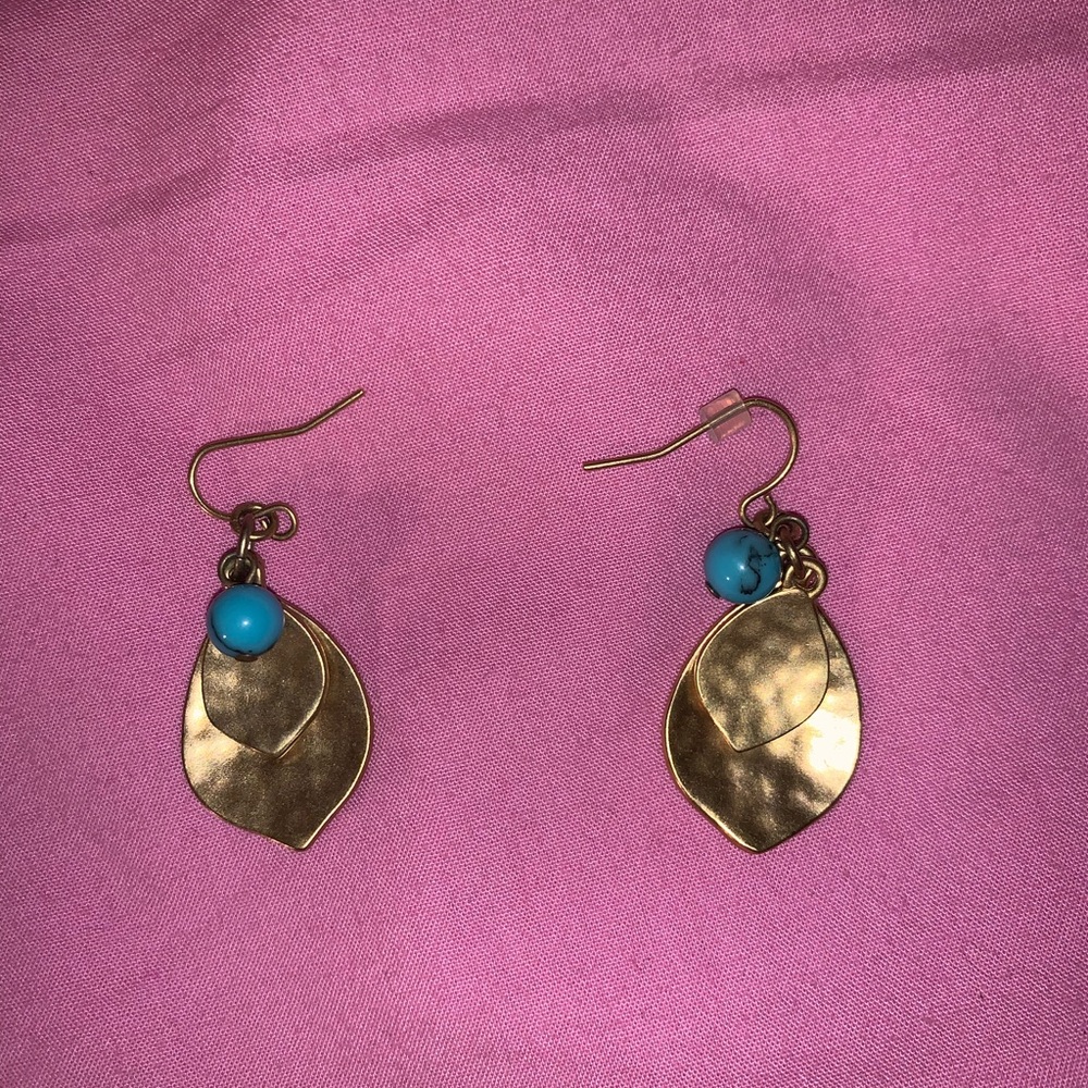 new Ralph Lauren gold and blue teardrop earrings